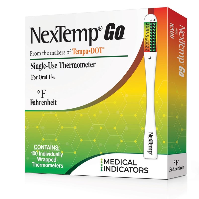 NEXTEMP ® Go - Ready When You are - Single-Use Disposable Thermometers - Results in Seconds, for Work, Home, & Travel (100-Pack (Fahrenheit)) - Image 1